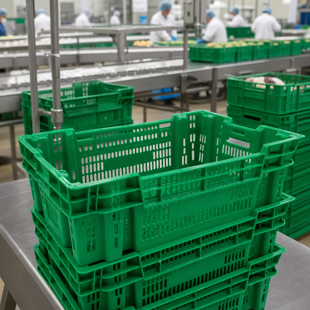 Pack of 10 Stack and Nest Food Grade Plastic Crates