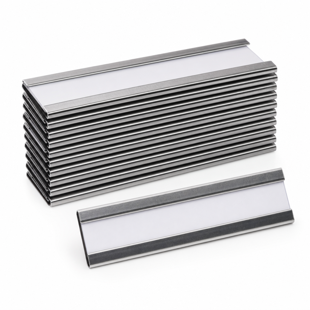 Pack of 100 Magnetic Label Holders with Inserts, 80mm Long