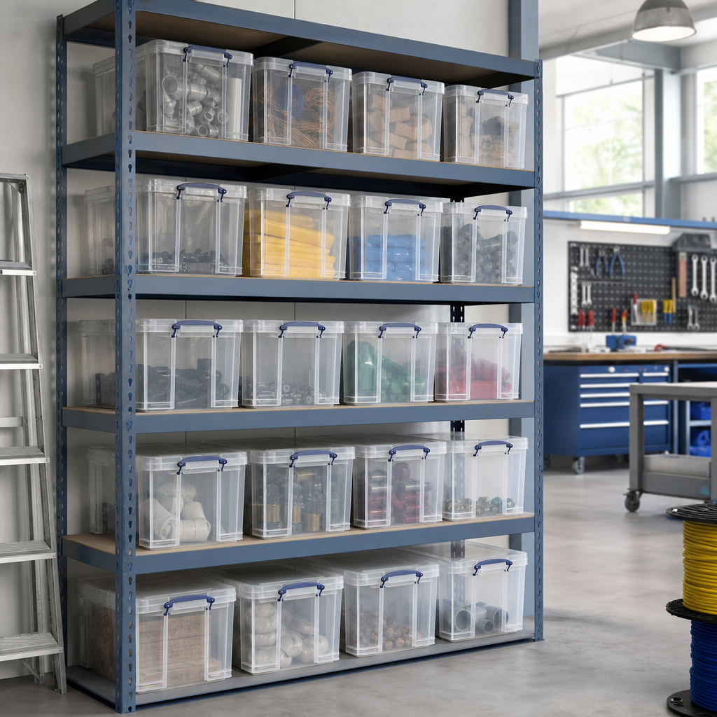 Pack of 30 Clear 35 Litre Storage Boxes with Lids