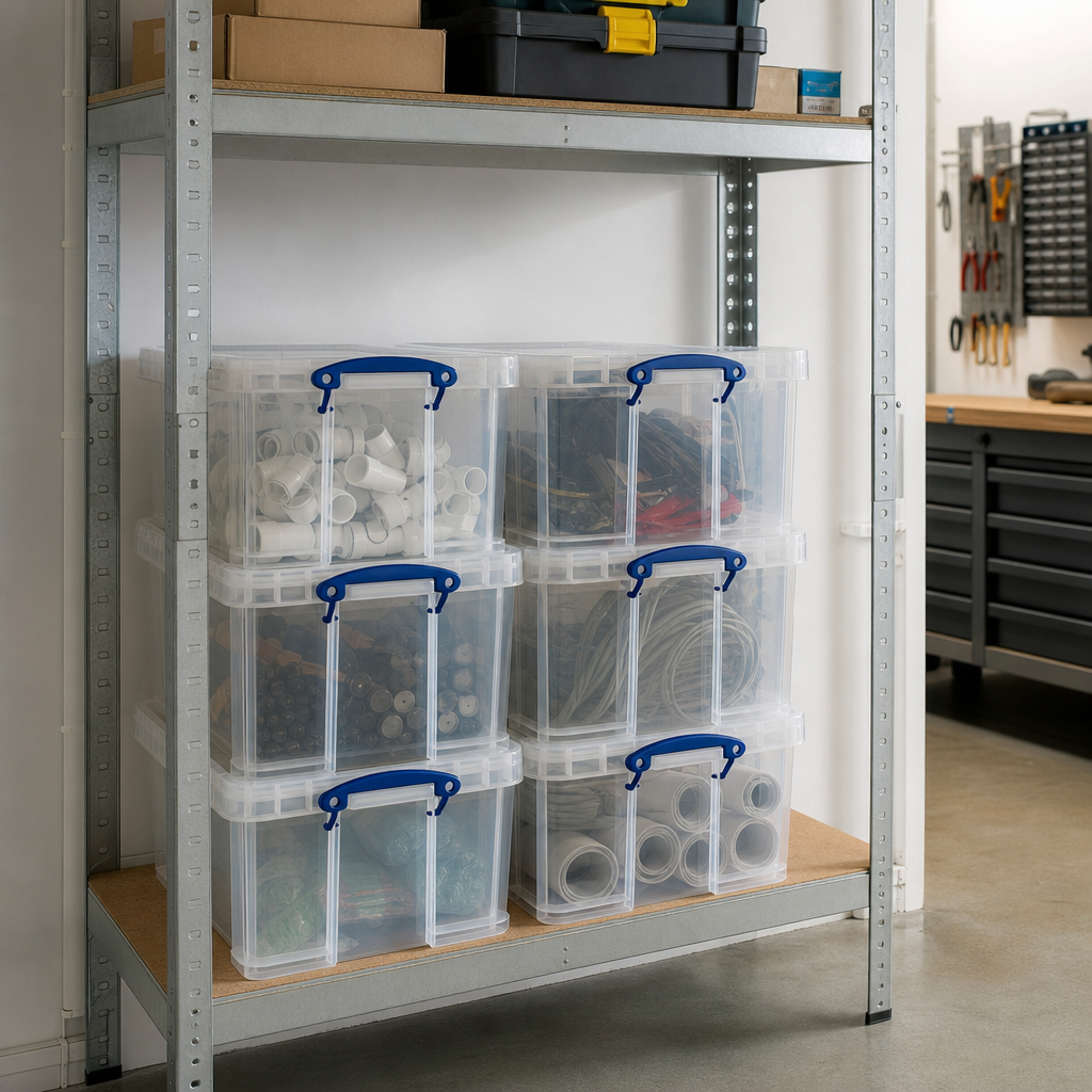 Pack of 5 Clear 35 Litre Storage Boxes with Lids