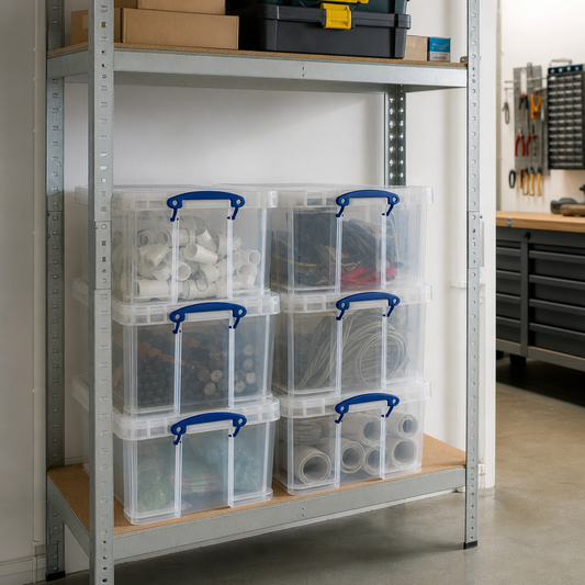 Pack of 5 Clear 35 Litre Storage Boxes with Lids