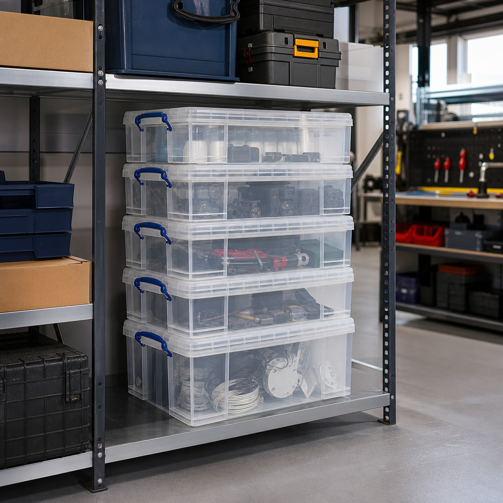 Pack of 5 Clear 64 Litre Storage Boxes with Lids
