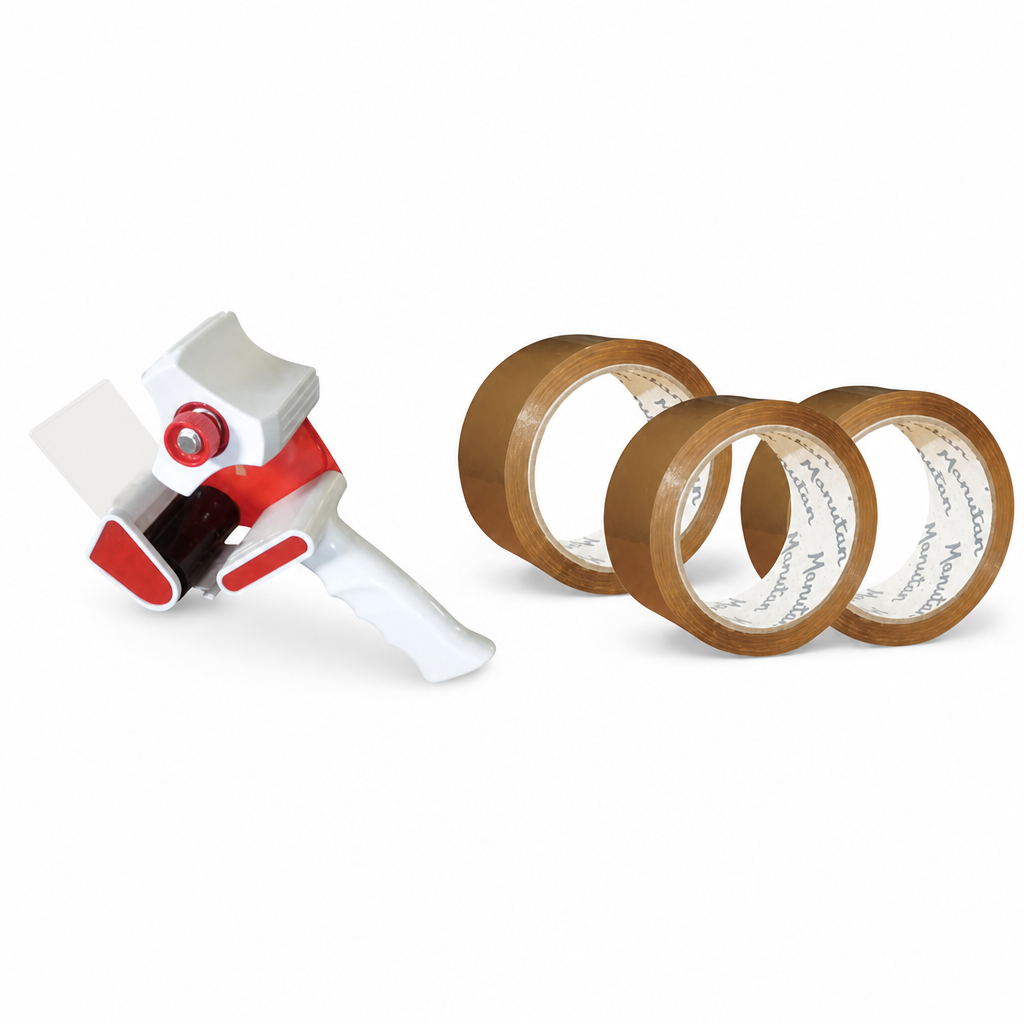 Packaging Tape Dispenser Kit with 36 Brown or Clear Rolls