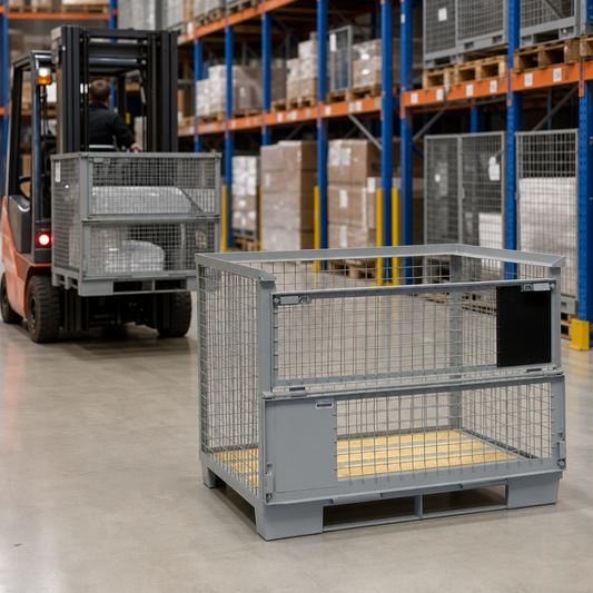Painted Steel Mesh Stillage with Forklift Runners