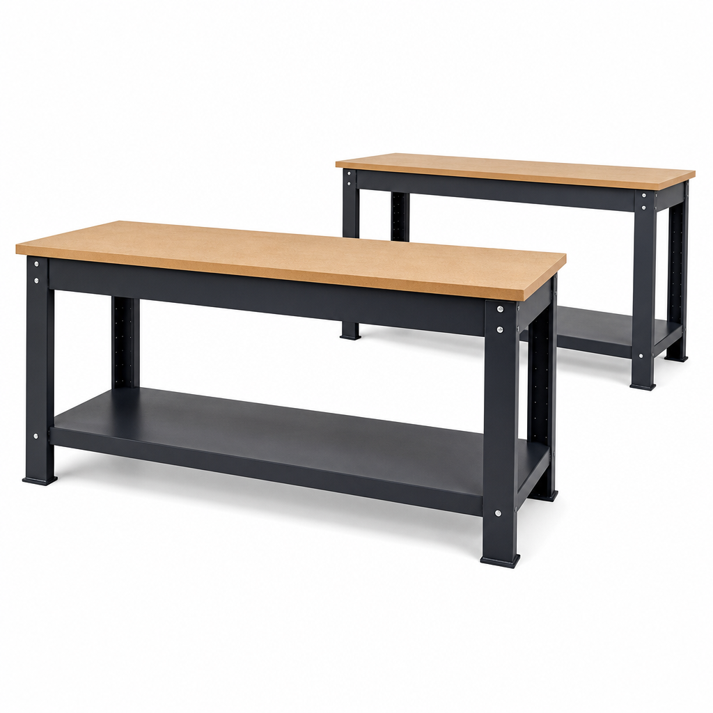 Pair of Heavy Duty Steel Workbenches