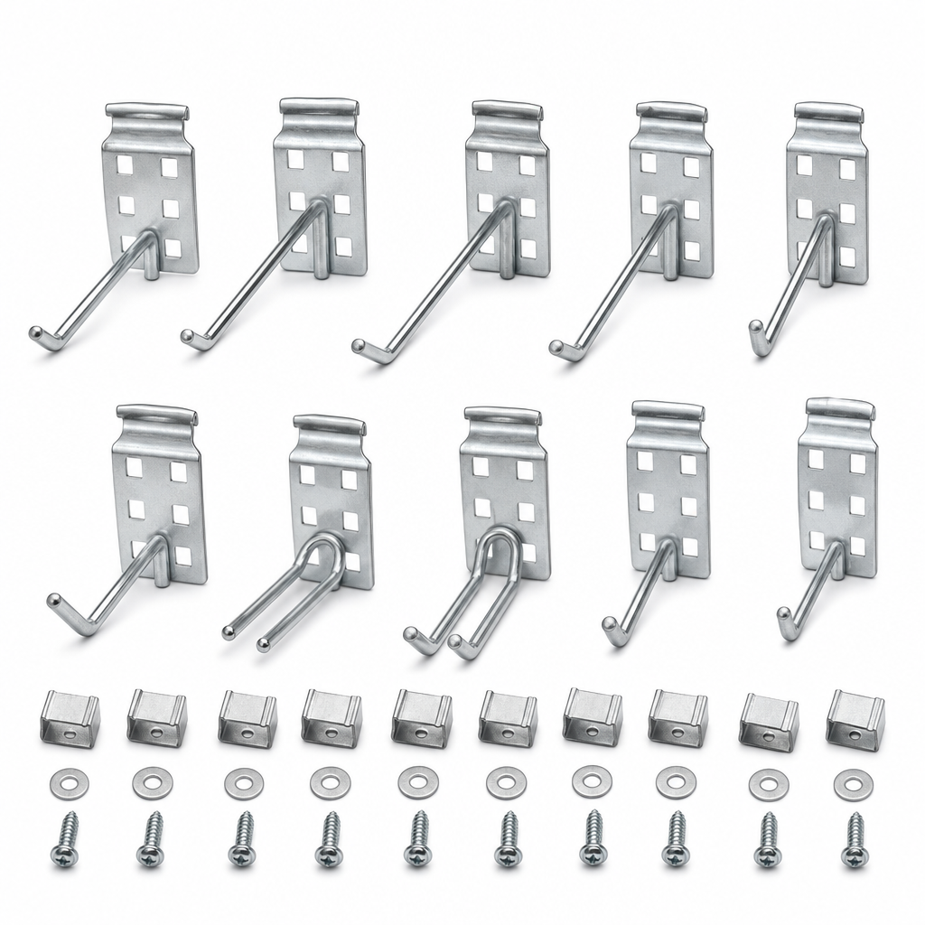 Perforated Panel Hook Kit for Tool Storage with 10 Hooks