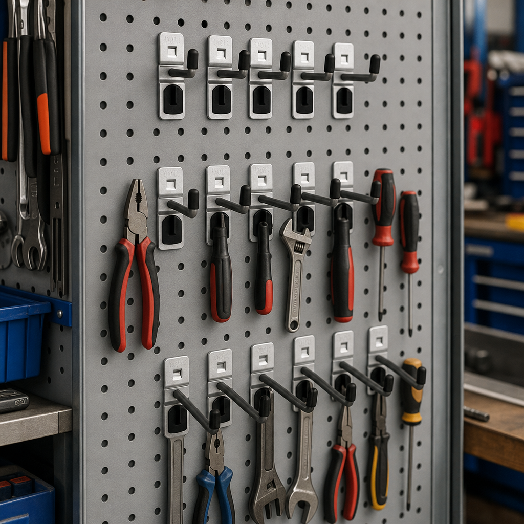 Perforated Panel Hook Kit for Tool Storage with 15 Hooks