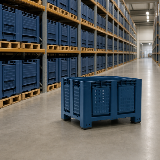 Perforated Plastic Pallet Boxes with Feet and Optional Lids