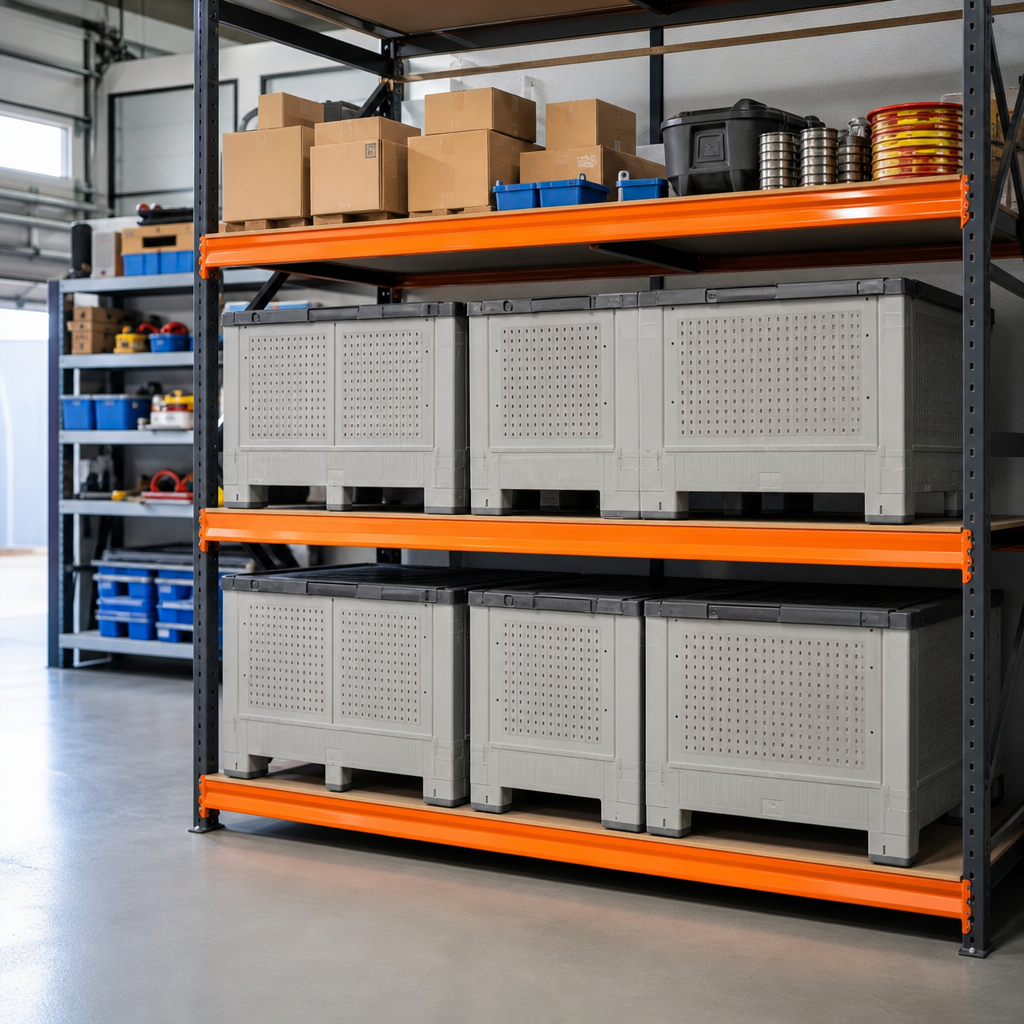 Perforated Plastic Pallet Boxes with Feet and Optional Lids