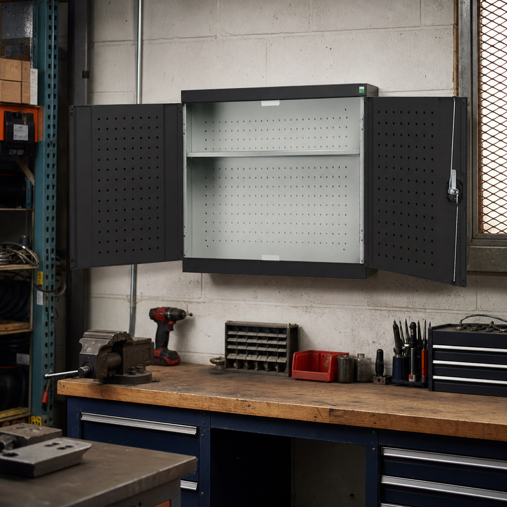Perforated Steel Wall Cupboard with Shelf 1000x1050x325mm