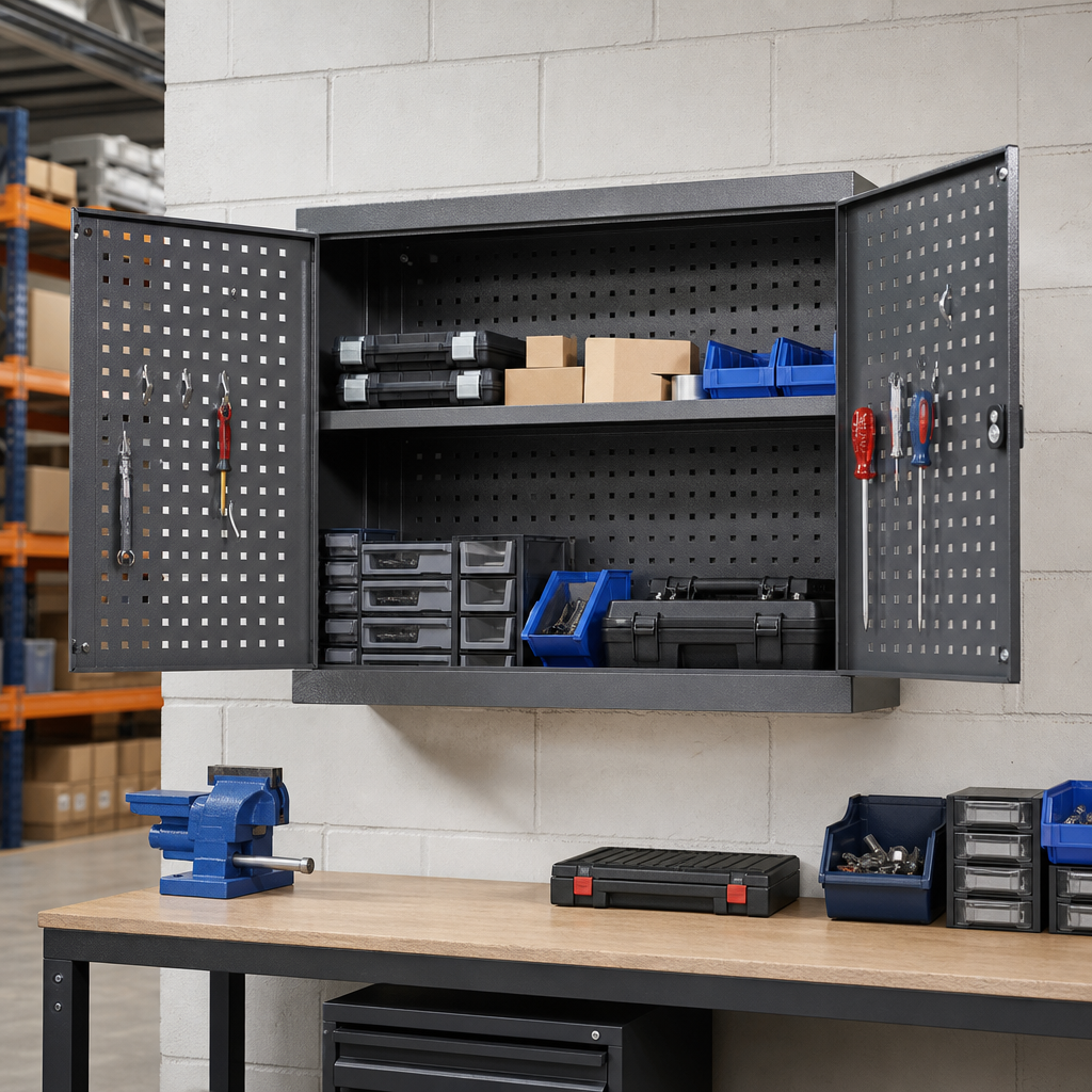 Perforated Steel Wall Cupboard with Shelf 1000x1050x325mm