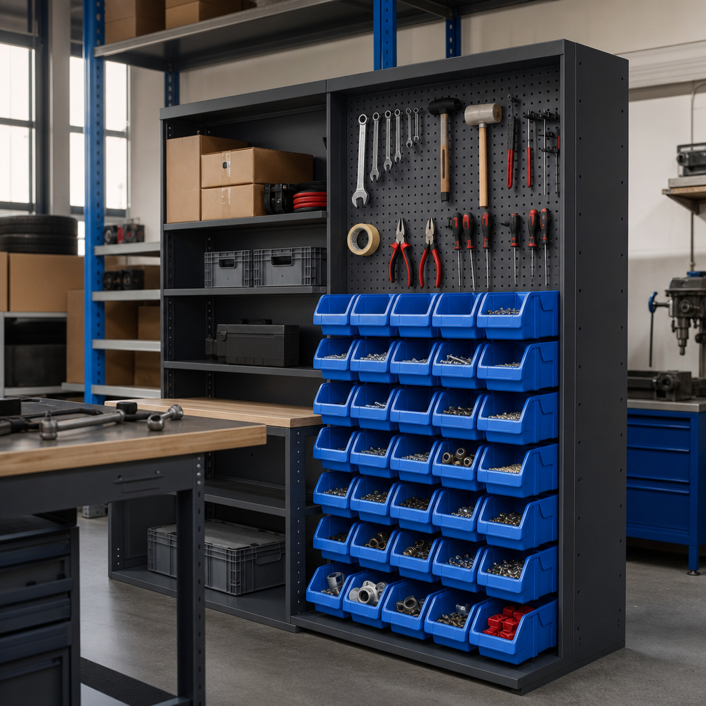 Perforated Tool Storage Cabinet with 25 Bins 2000x1050mm