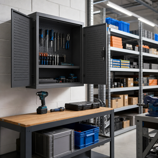 Perforated Tool Storage Wall Cabinet with Double Doors 700x650x325mm