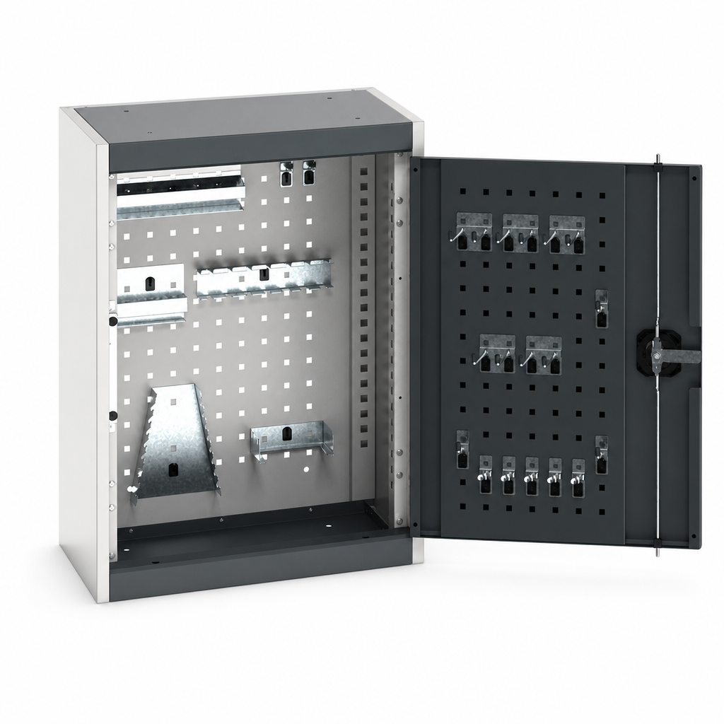 Perforated Wall Cupboard with 20 Hook Tool Storage Kit 700x525mm