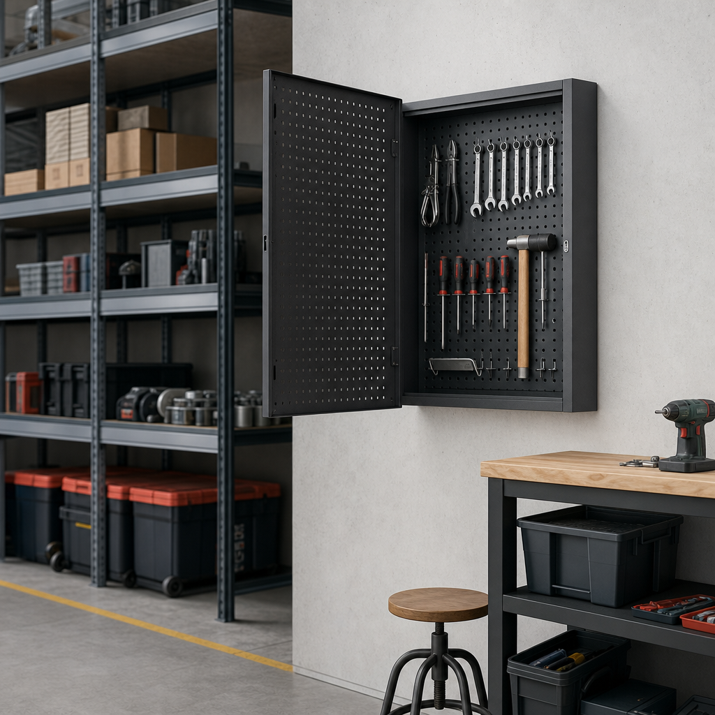 Perforated Wall Cupboard with 20 Hook Tool Storage Kit 700x650mm