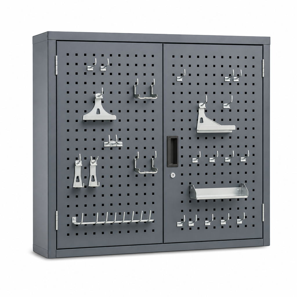 Perforated Wall Cupboard with 20 Hook Tool Storage Kit 700x650mm
