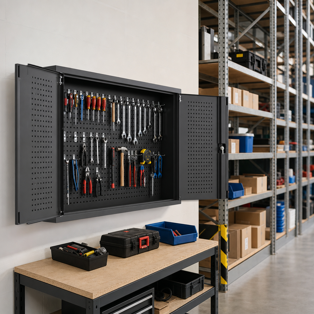 Perforated Wall Cupboard with 40 Hook Tool Storage Kit 1000x1050mm