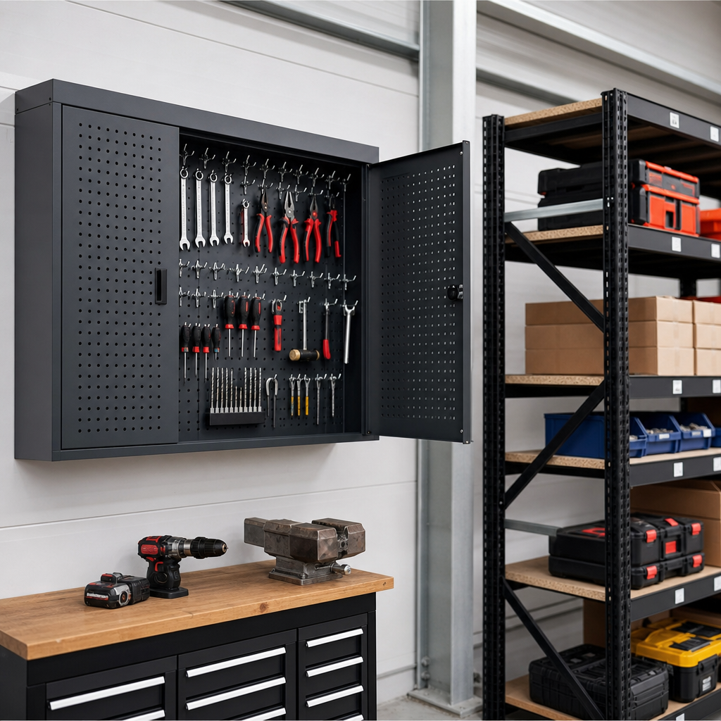 Perforated Wall Cupboard with 40 Hook Tool Storage Kit 700x1050mm