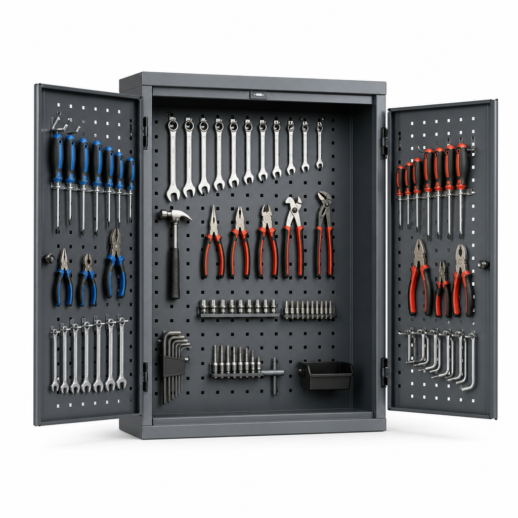 Perforated Wall Cupboard with 40 Hook Tool Storage Kit 700x1050mm