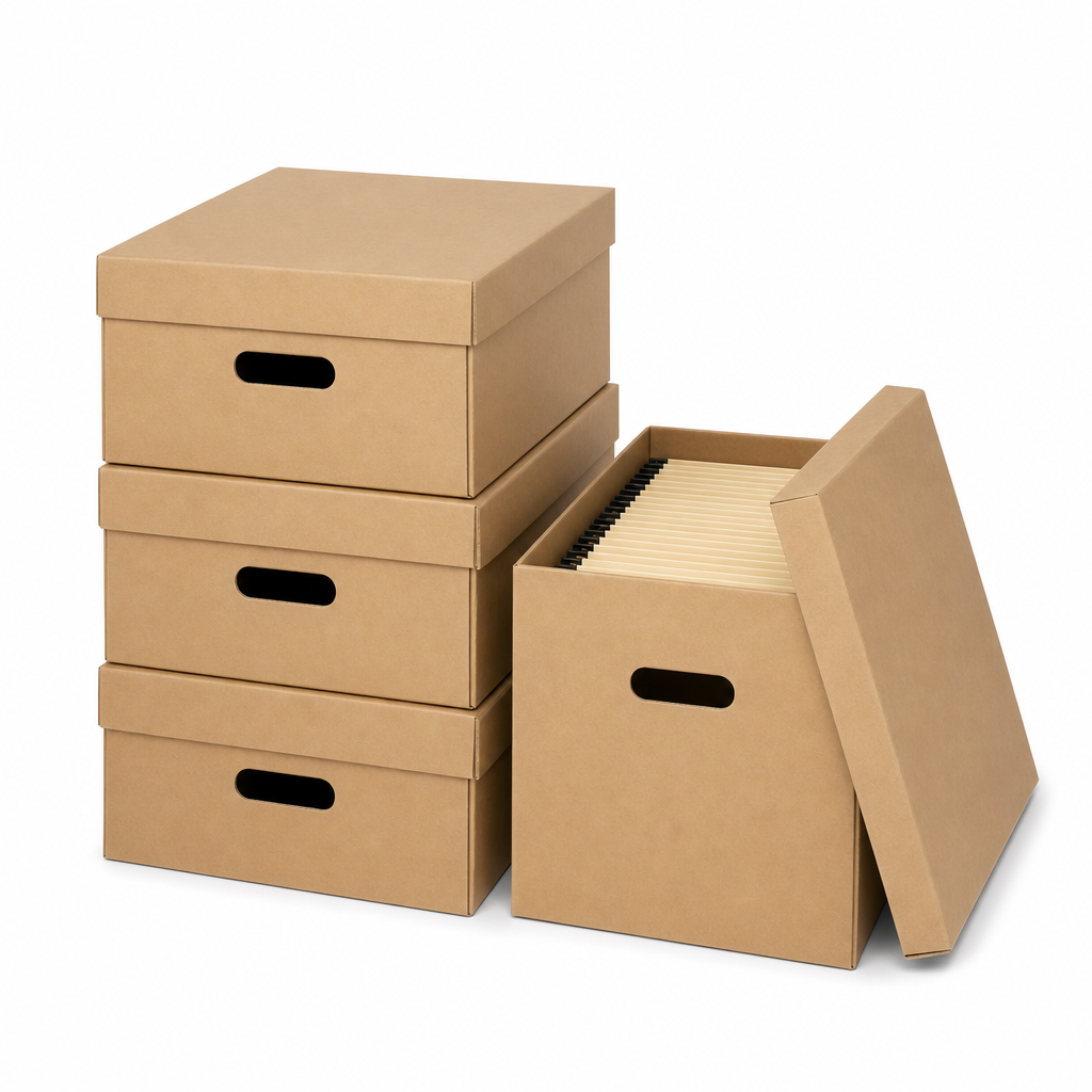 Plain Cardboard Document Storage Boxes
