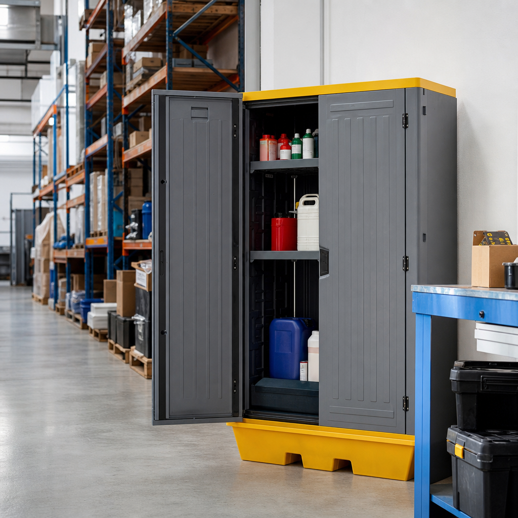 Plastic COSHH Storage Cabinet with Spill Containment