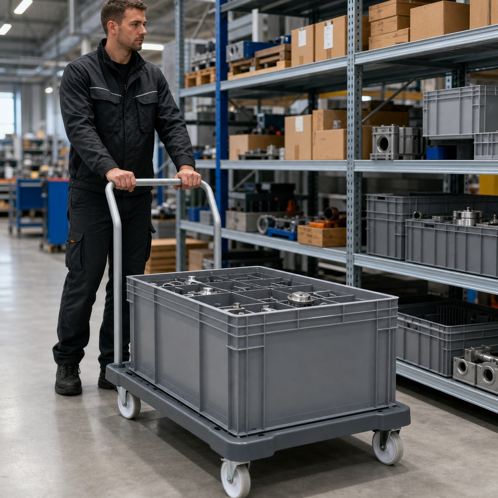 Plastic Rolling Cart for Euro Containers 250kg Capacity