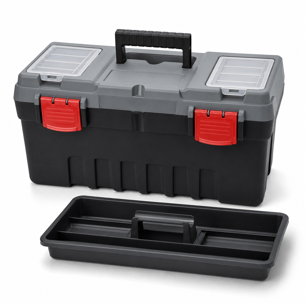 Plastic Tool Boxes with Snap Locks and Inner Tray