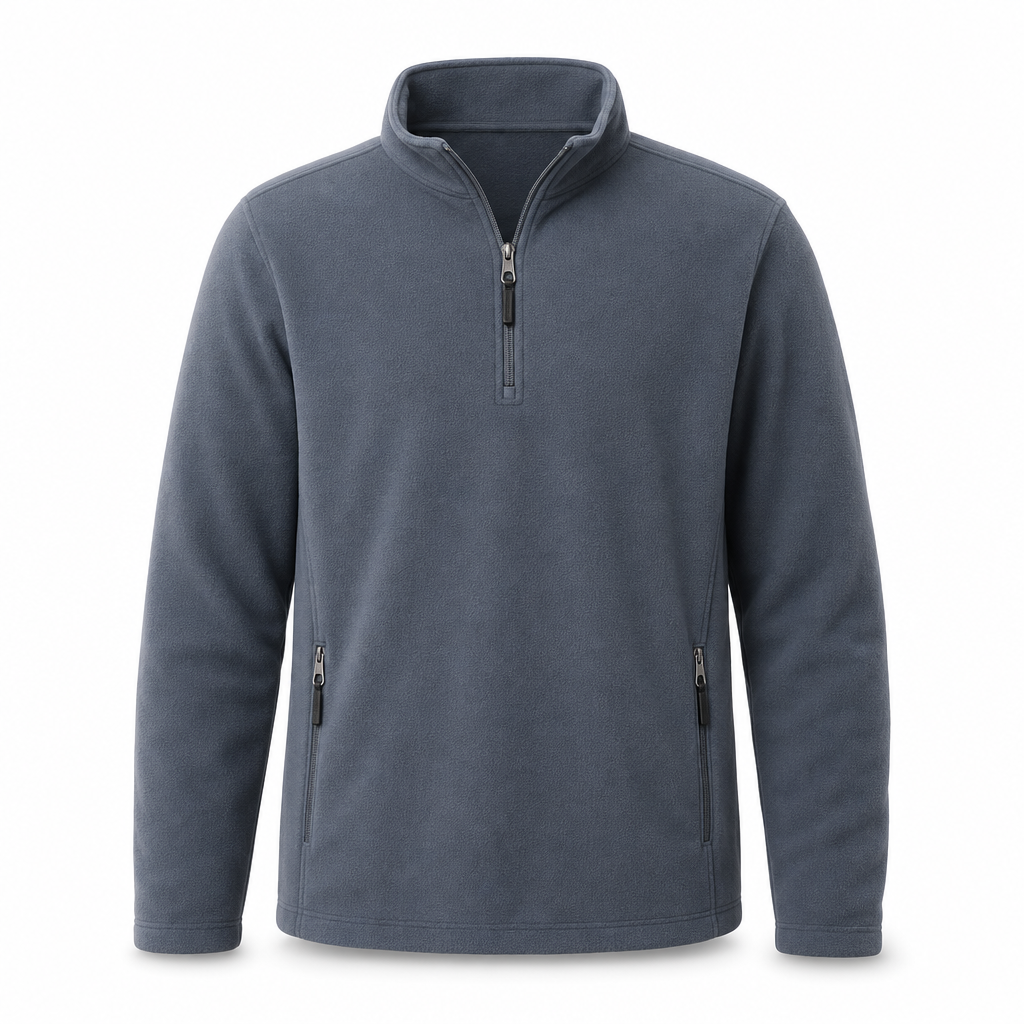 Polo Neck Zipped Fleece Sweatshirt