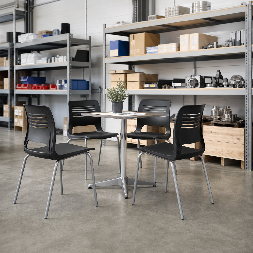 Polypropylene Bistro Stacking Chair with Aluminium Base