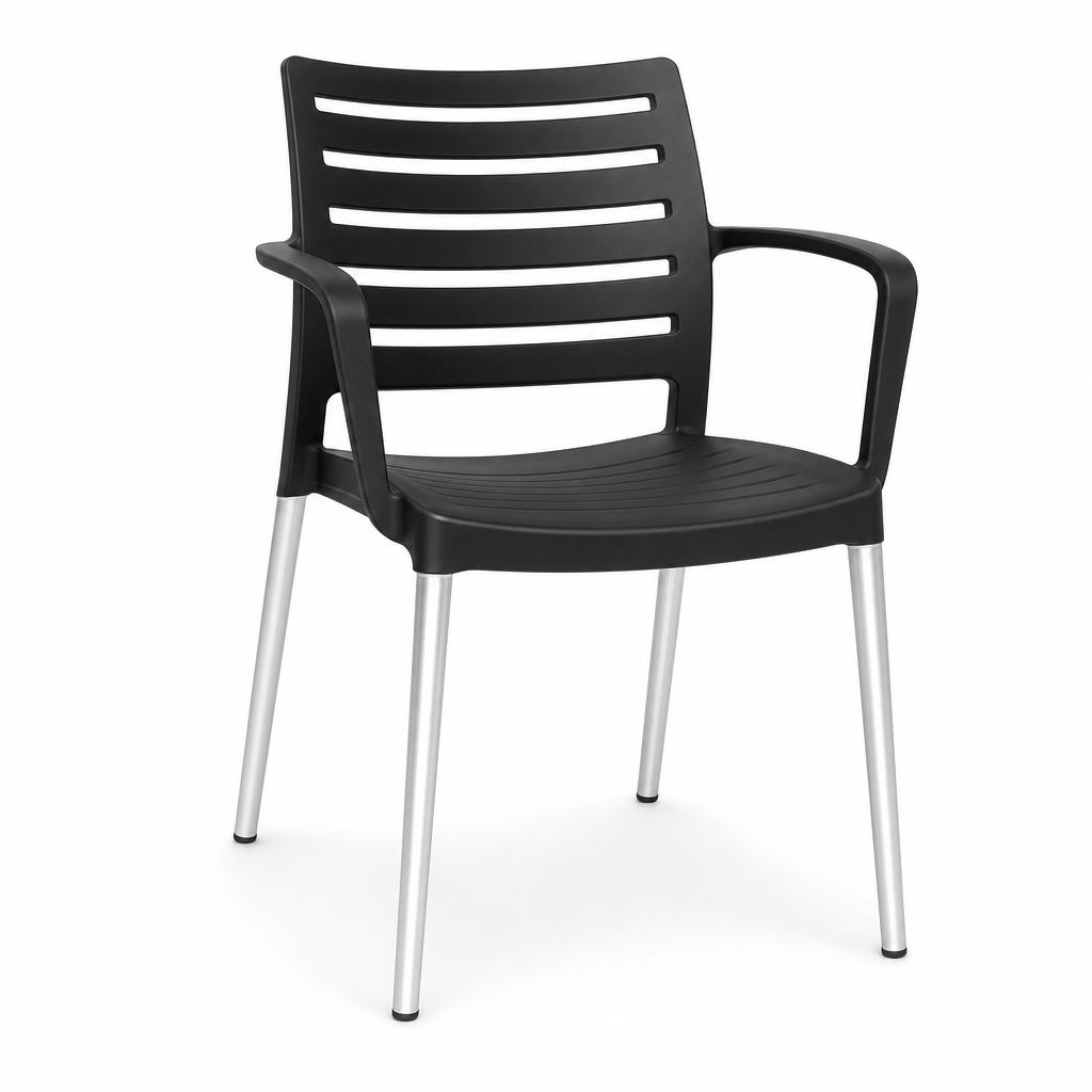Polypropylene Bistro Stacking Chair with Aluminium Base
