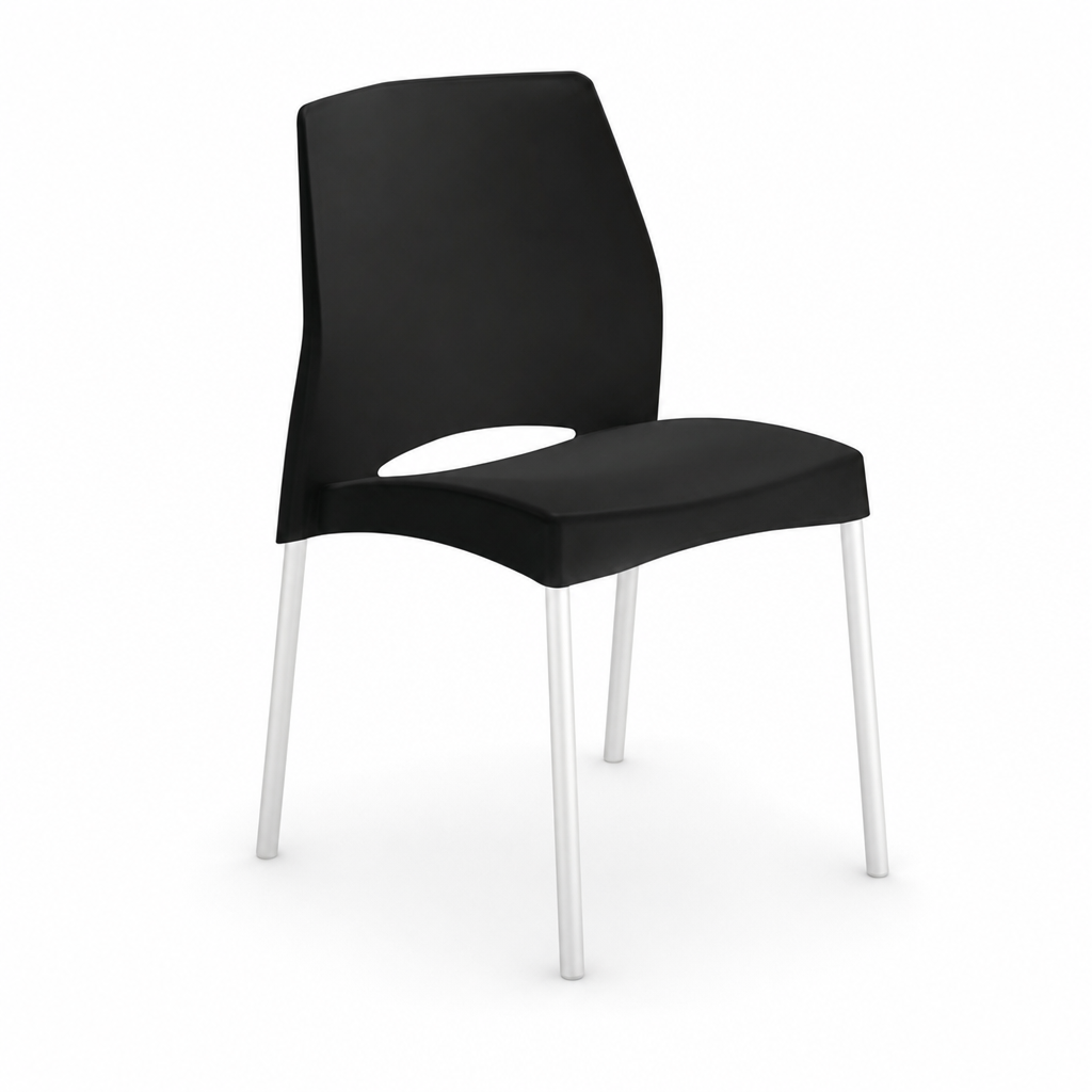 Polypropylene Bistro Stacking Chair with Aluminium Base