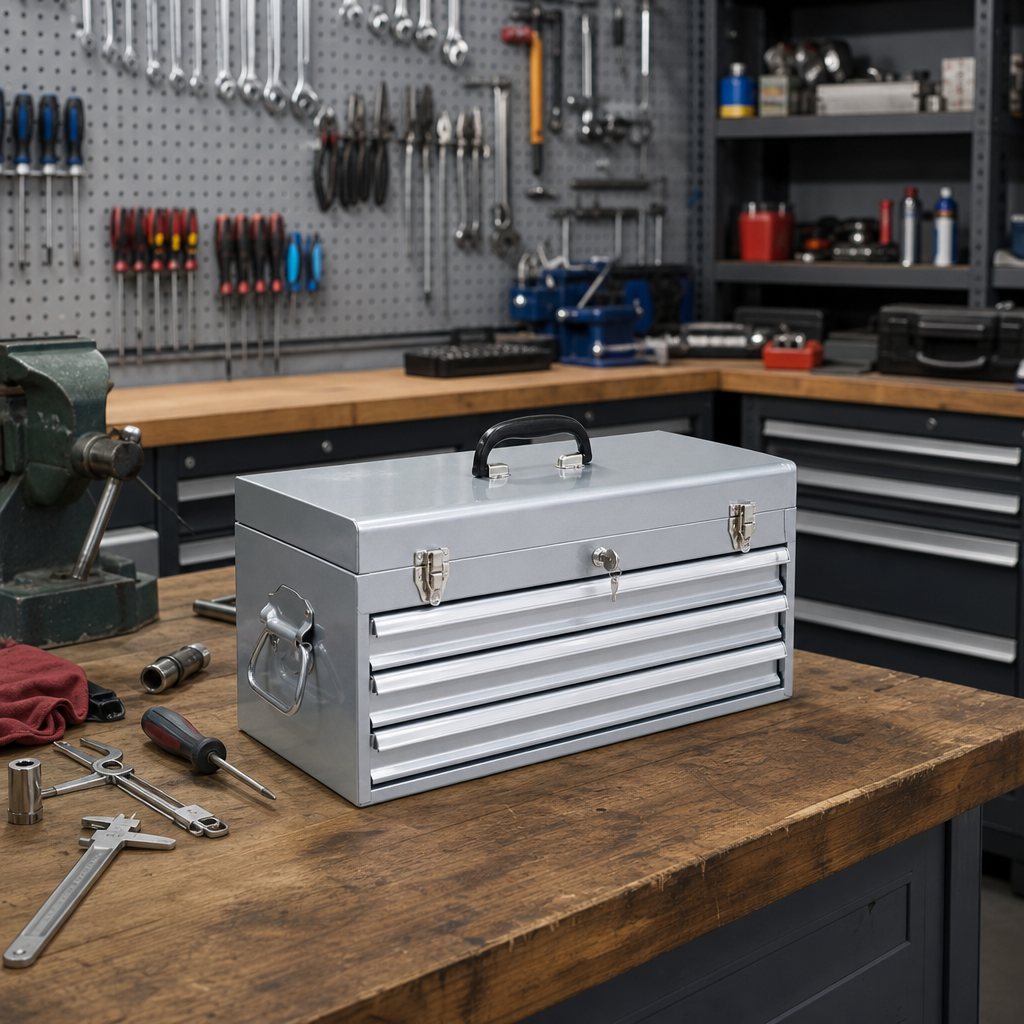 Portable 3 Drawer Cabinet with Silver Finish