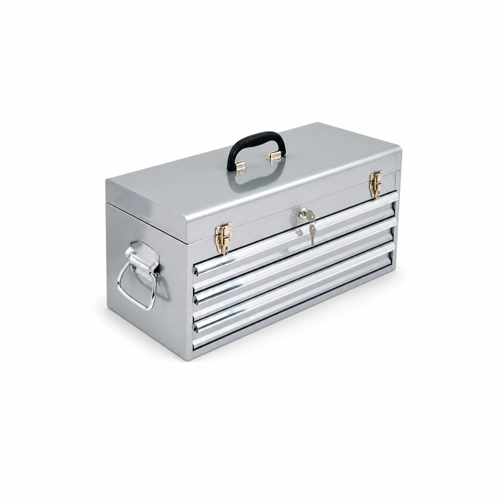 Portable 3 Drawer Cabinet with Silver Finish