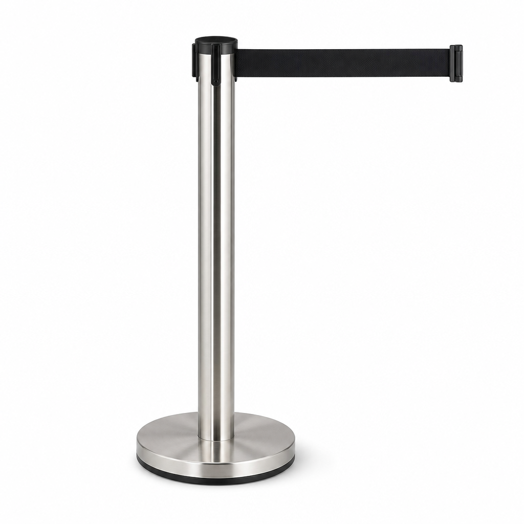 Post and Base Barrier System for Indoor and Outdoor Use