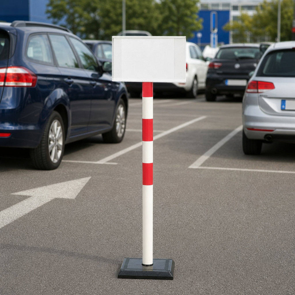 Post with A4 PVC Information Panel for Parking Areas