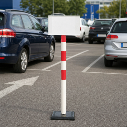 Post with A4 PVC Information Panel for Parking Areas