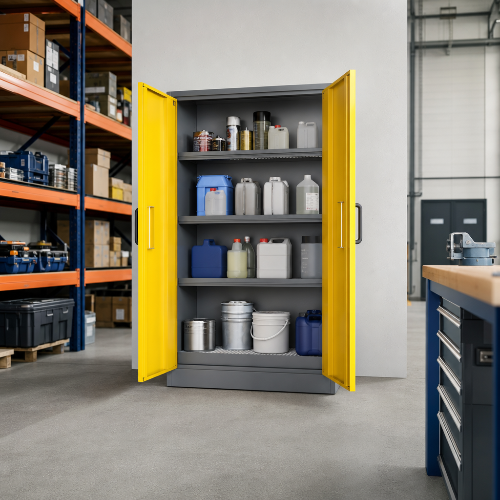 Premium COSHH Hazardous Chemical Storage Cabinet with 3 Shelves