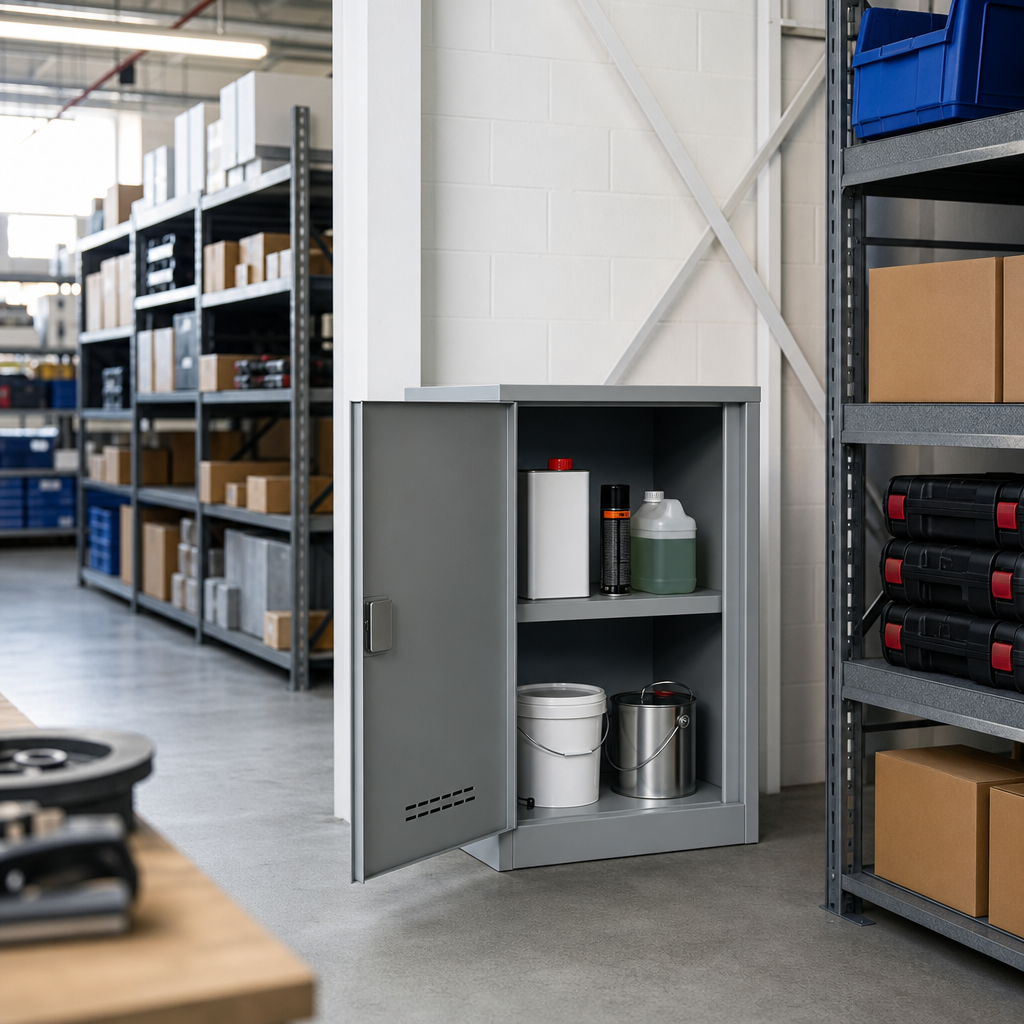 Premium Mini Grey COSHH Flammable Material Storage Cabinet
