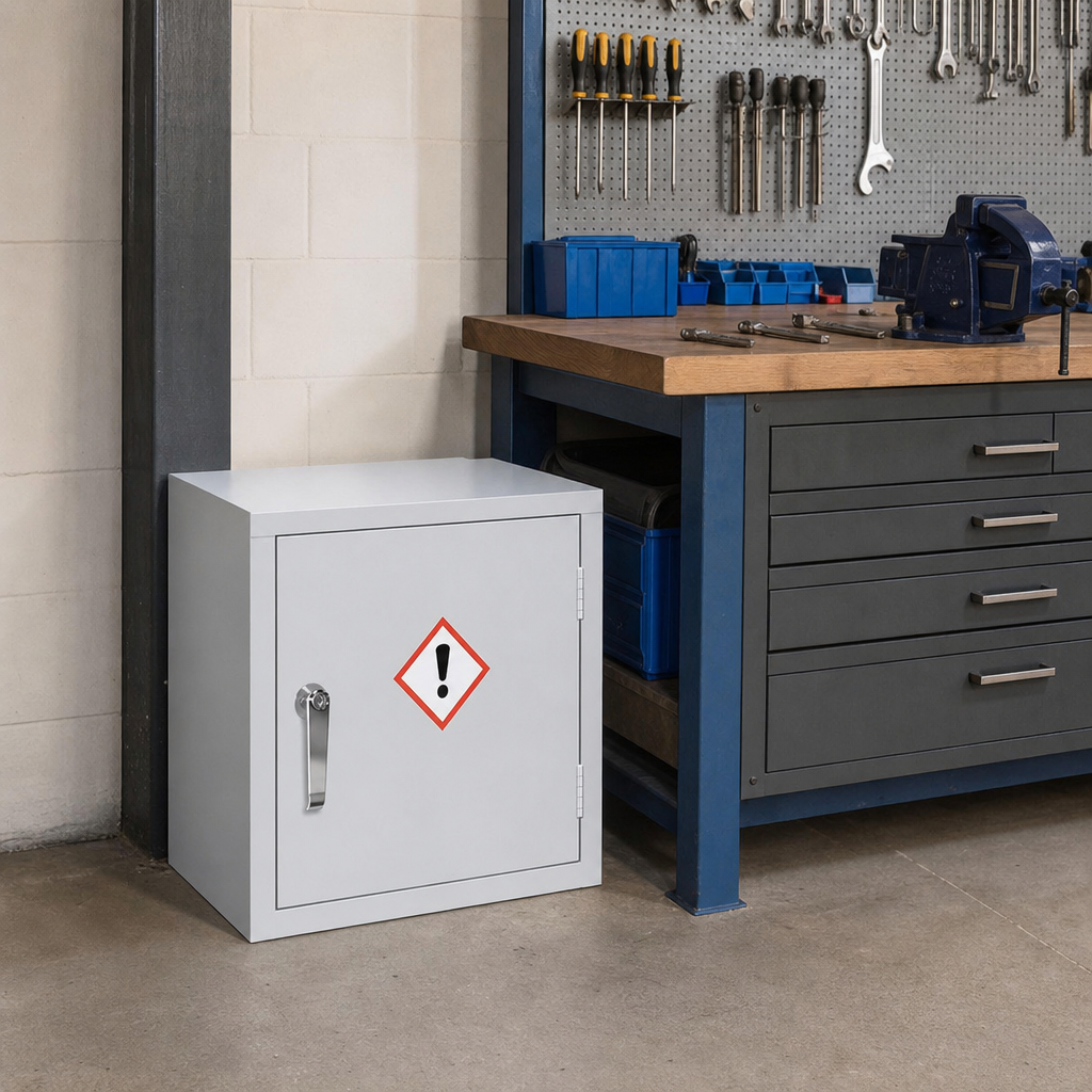 Premium Mini Grey COSHH Flammable Material Storage Cabinet