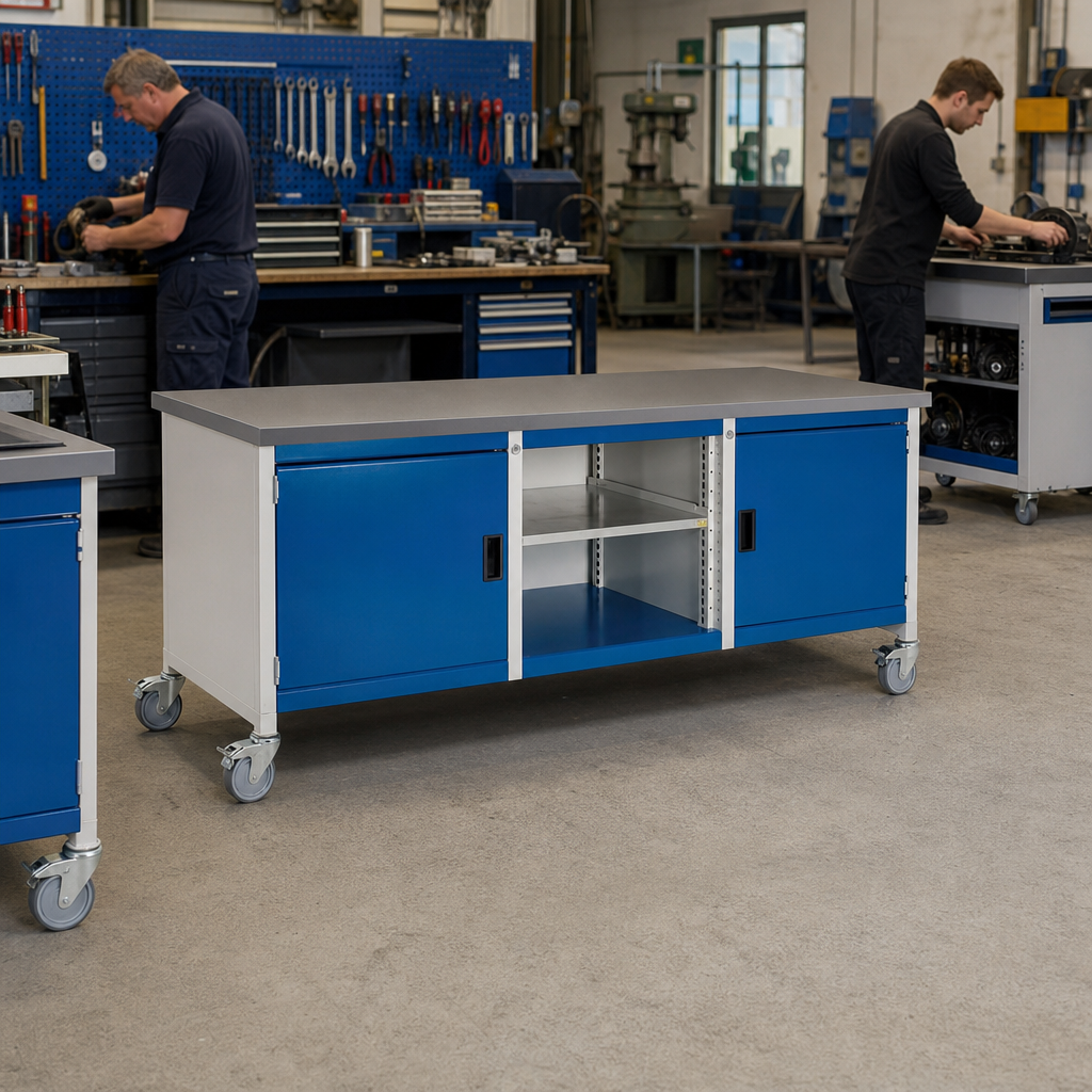 Premium Mobile Workbench with Lino Worktop and Storage