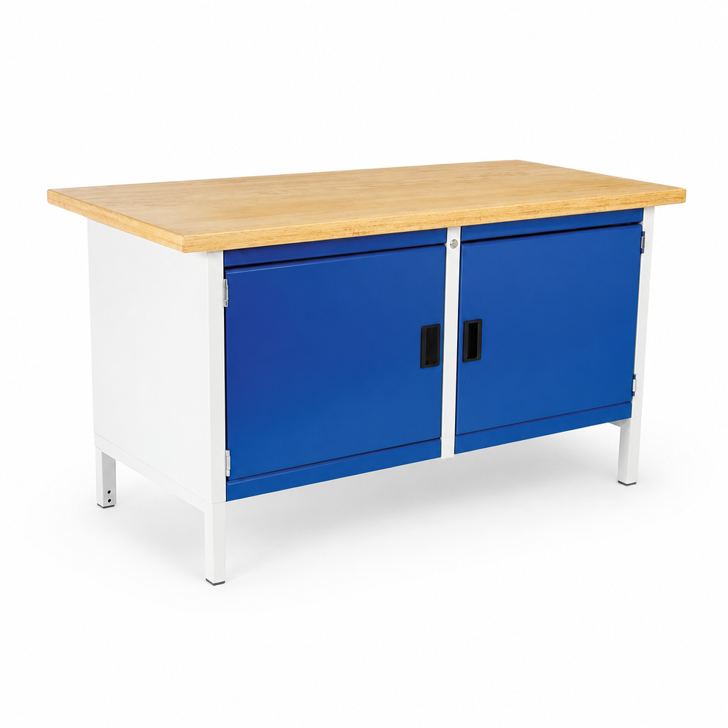Premium Steel Workbench with Two Lockable Cupboards