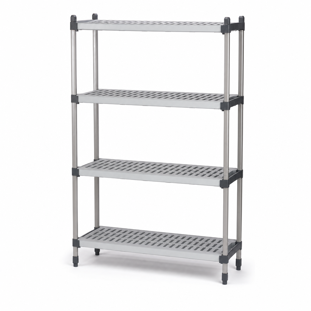 Premium Ventilated Food-Grade Shelving Bays with 4 Shelves 1800h