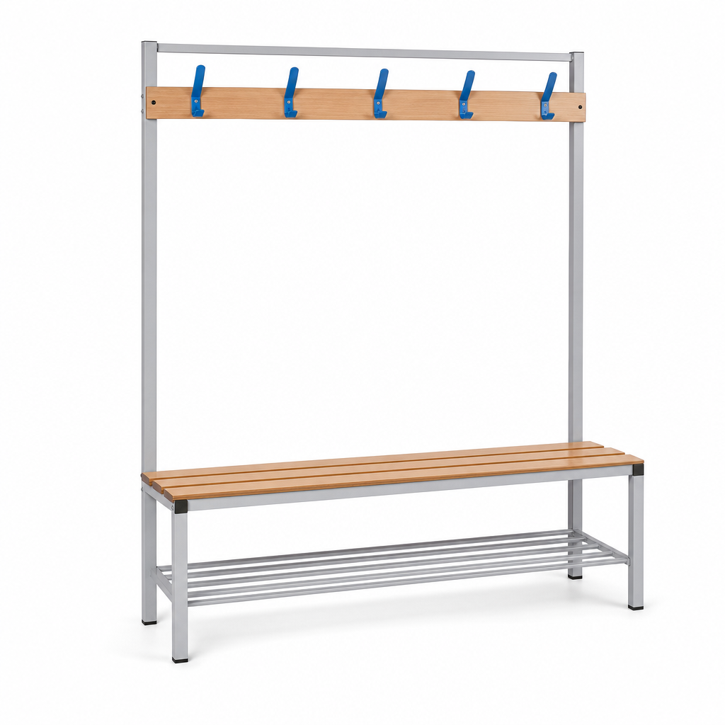 Primary School Single-Sided Changing Room Bench with Coat Rail