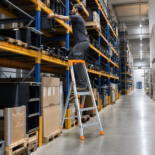 Professional Aluminium Stepladder with Handrail, 3–8 Treads