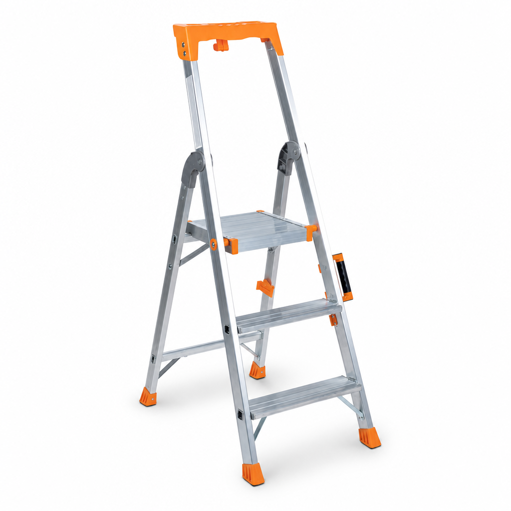 Professional Aluminium Stepladder with Handrail, 3–8 Treads