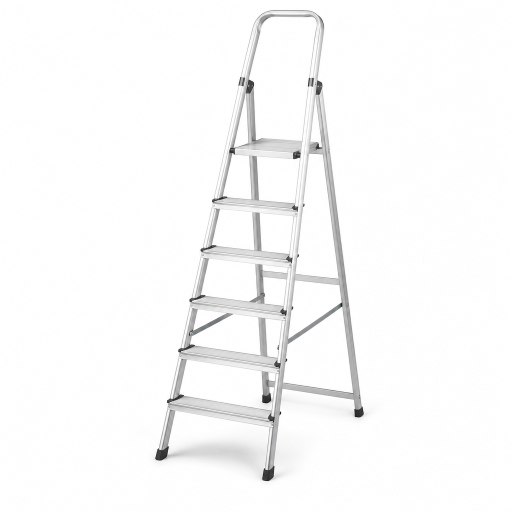 Professional Aluminium Stepladder with Handrail, 3–8 Treads