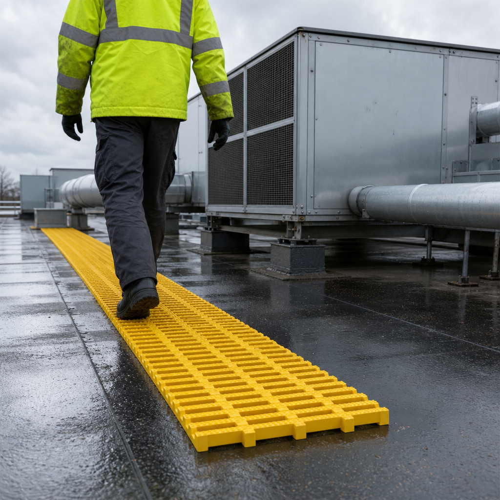 PVC Anti-Slip Roof Walkway Matting Rolls 600–1220mm