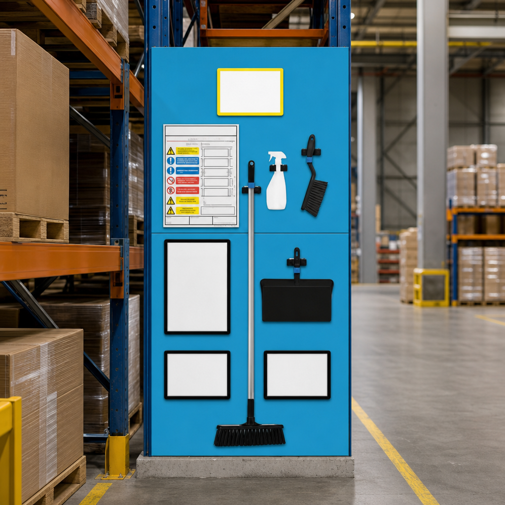 Rack End Cleaning and Notice Shadow Board for Single Aisle
