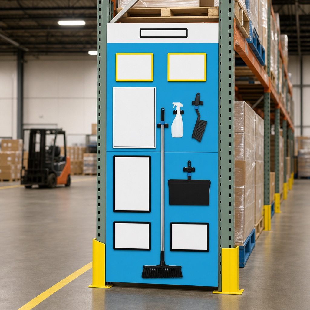 Rack End Cleaning Shadow Notice Boards for Double Aisles