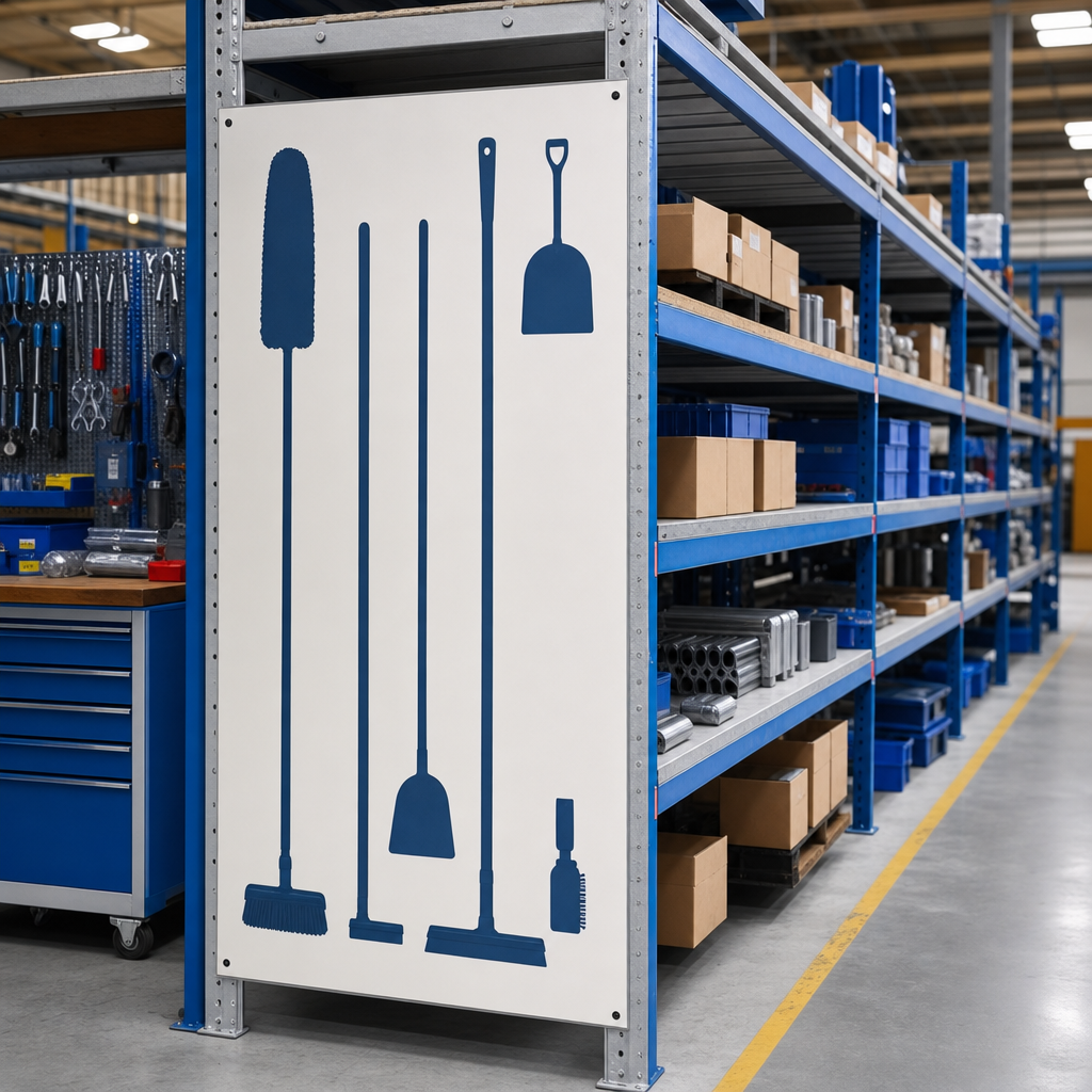 Rack End Cleaning Shadow Notice Boards for Double Aisles